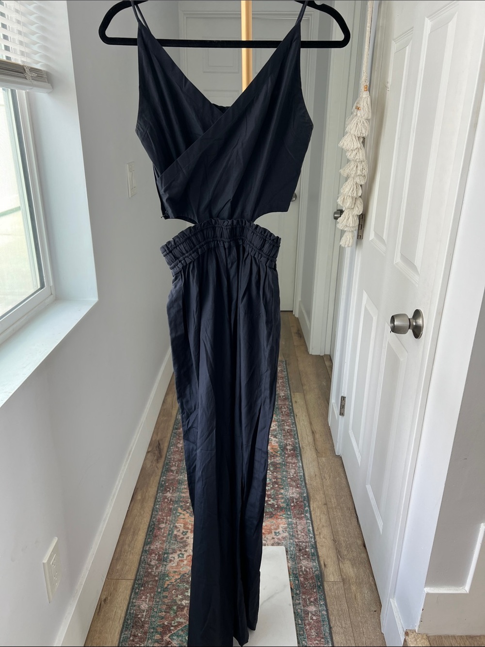 3.1 Phillip Lim Silk Cotton Sleeveless Modern Cutout Wide Leg Jumpsuit Black 00 - Picture 5 of 10
